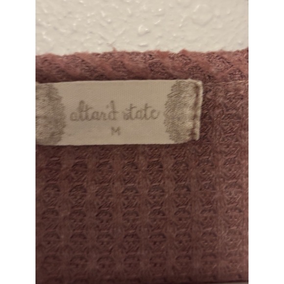 Altar'd State Waffle Knit Tie Front Cardigan Dusty Rose Cropped Boho Soft Girl M - Picture 4 of 6